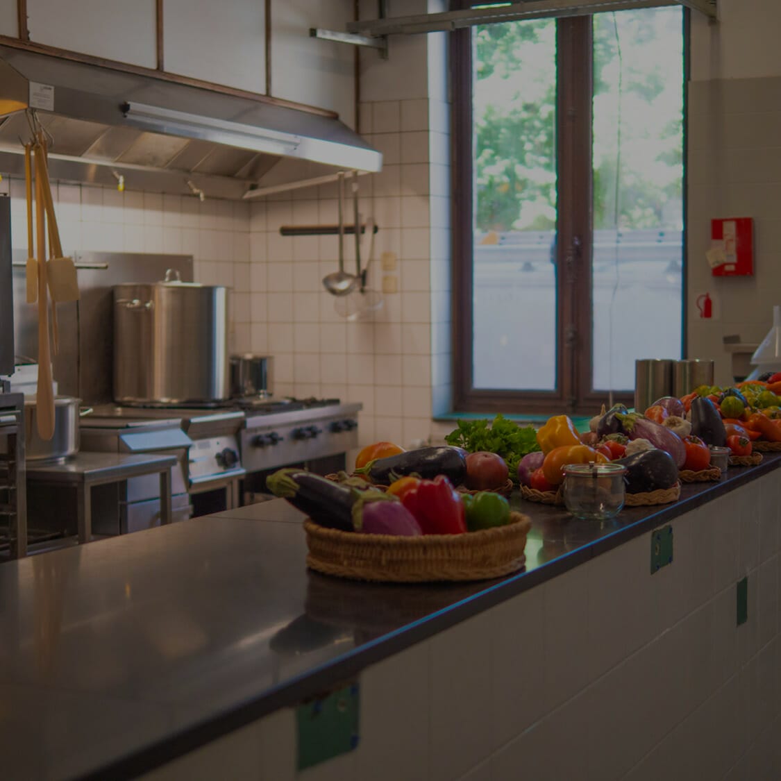 cuisine dans le centre de Tournai avec plein de légumes bio